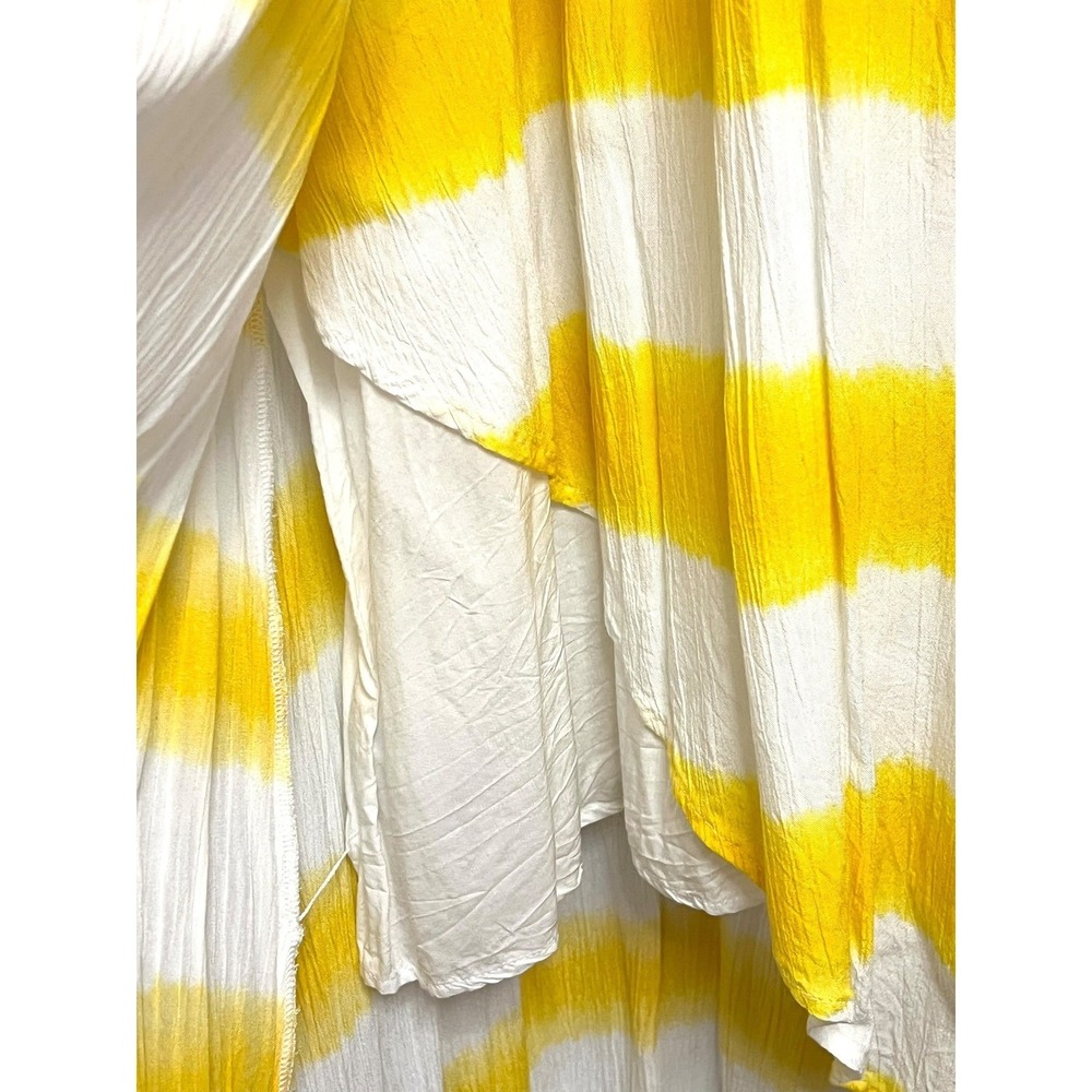 Tommy Bahama Maxi Dress Womens XL‎ Yellow Striped High Low Tassel Wrap - Picture 10 of 12